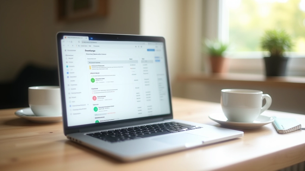 Écran d'ordinateur montrant des projets freelance, portefeuille de travail, plateforme de freelance avec tâches actives