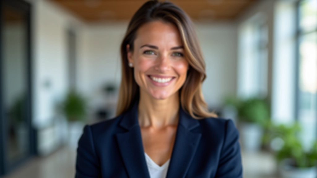 Portrait de femme professionnelle, environ 35 ans, tenue formelle dans environnement de travail