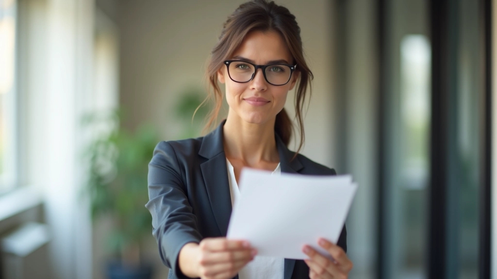 Femme souriante tenant un document financier montrant ses objectifs atteints et sa progression financière